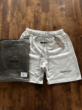 Fear of God Essentials Light Grey Drawstring Athletic Shorts
